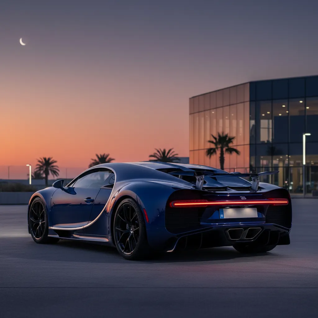 Hình ảnh siêu xe Bugatti Chiron màu xanh