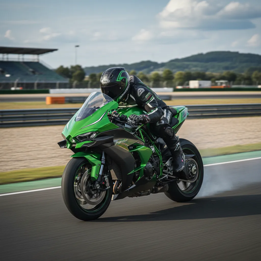 Hình ảnh siêu xe moto Kawasaki Ninja H2R màu xanh lá