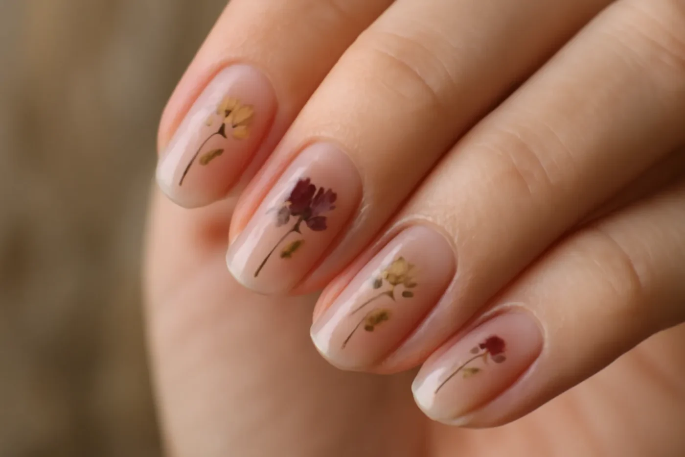 Móng nền trong đính hoa khô nhỏ